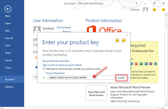 microsoft office professional 2016 product key free