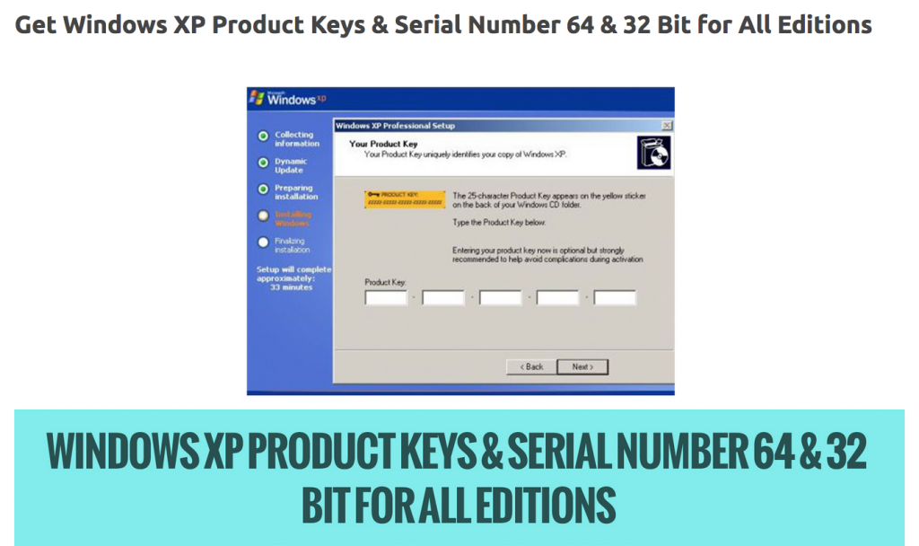 windows xp starter edition product keys