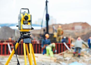 surveyor equipment theodolite at construction site