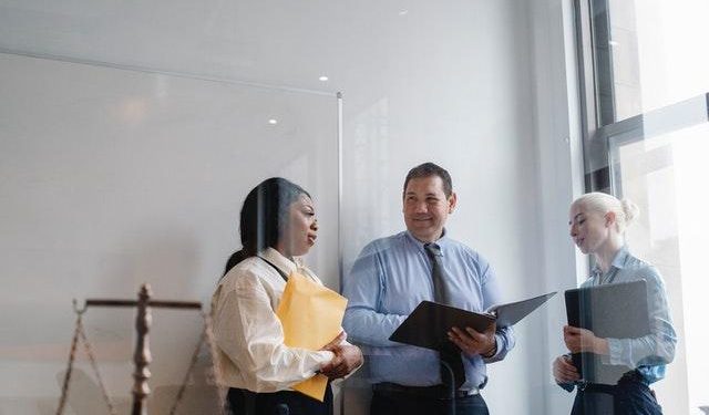 Attorneys discussing about a case