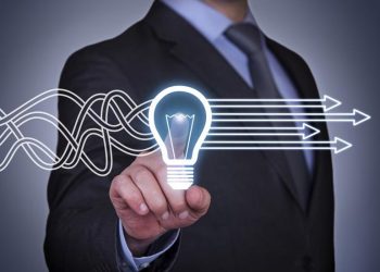 Innovative idea solution concept on touch screen