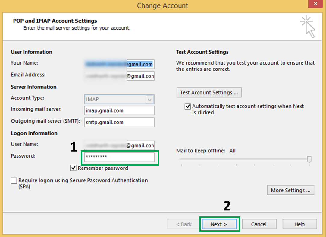 Change Account, Click on the “Login Information” and fill in your information and Tap “Next”