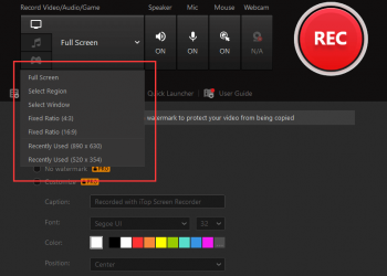 iTop Screen Recorder select a screen (1)