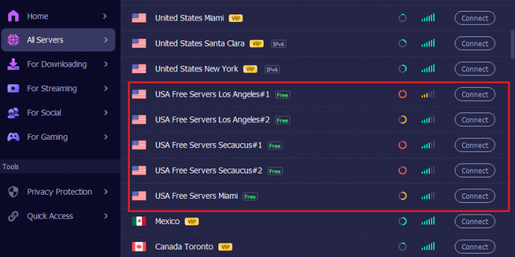 iTop VPN free servers (1)