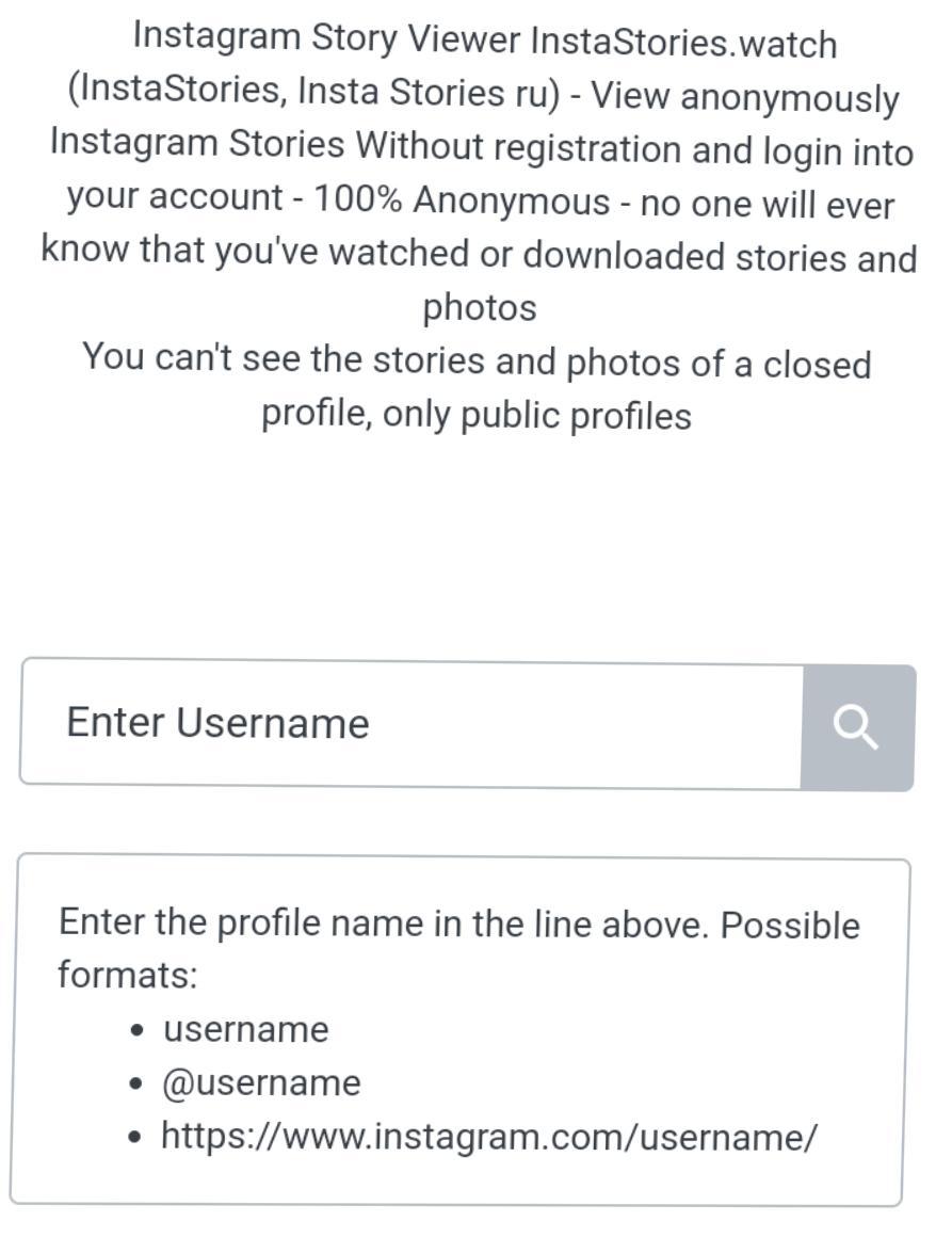 How to view Instagram Account anonymously via instaStories.watch.