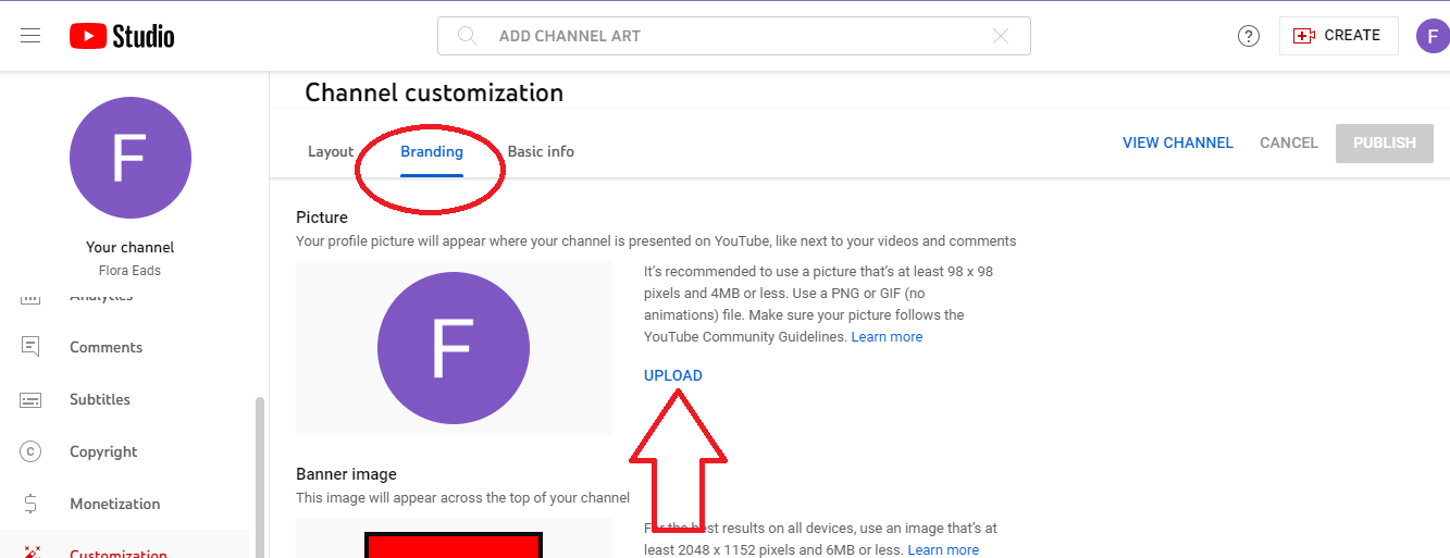 Coming to Branding on Channel customization in YouTube studio