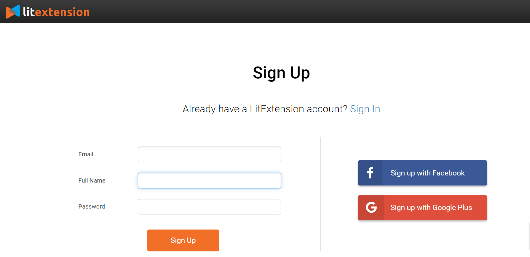 Create LitExtension account to migrate from Shopify to BigCommerce